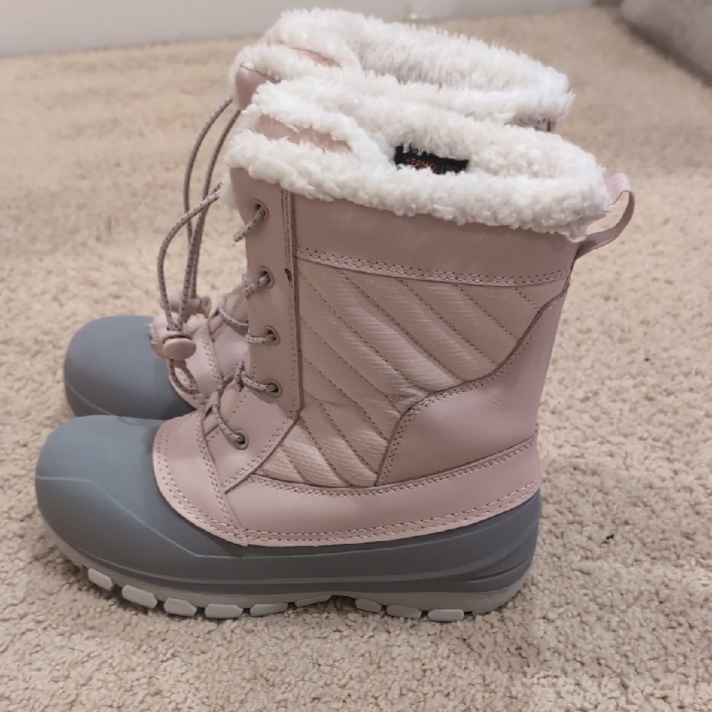 Pink and Gray Kids Winter Snow Boots